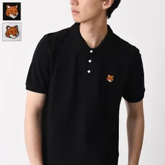 MAISON KITSUNE メゾン キツネ ポロシャツ トップス フォックスヘッド レギュラー ポロ PM00209 KP0002 メンズ ユニセックス ブラック ホワイト コットン 半袖 白 黒 刺しゅう パッチ レギュラーカットのサムネイル