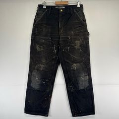 超スペシャル 33X30 W33 カーハート ダブルニー パンツ ブラック 黒