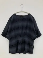 UNTITLED アンタイトル Tシャツ/カットソー 2 ブラック ボーダー柄 フリル ミドル丈 半袖 クルーネック(丸首) レディース