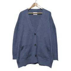 新品同様 24AW MIDIUMISOLID ミディウミソリッド ボリュームレベル ドロップショルダー Vネック ニット カーディガン サックス レディース 古着 中古 USEDのサムネイル