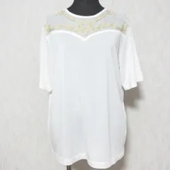美品 22SS LOKITHO for PARIGOT ロキト パリゴ 別注 コード刺繡シアーTシャツ 半袖 カットソー LKC22SS-PRG1 F ホワイト レディース 古着 中古 USEDのサムネイル