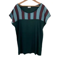 美品 Dries Van Noten ドリスヴァンノッテン ストライプ シルクブレンド フレンチスリーブ カットソー S グリーン レディース 古着 中古 USEDのサムネイル