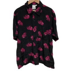 미품 X-girl 엑스걸 TIGER OPEN COLLAR S/S SHIRT 셔츠 사이즈 1 블랙 맨즈 레이디스 헌 옷 중고 USED