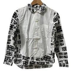 美品 AD2012 BLACK COMME des GARCONS ブラックコムデギャルソン ユニオンジャック ロングスリーブシャツ サイズXS ブラック ホワイト レディース 古着 中古 USEDのサムネイル