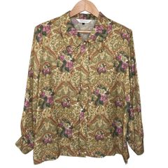美品✨ ジオスポーツ 総柄 シャツ ブラウス イタリア 花柄 ペイズリー 