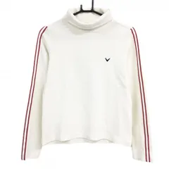 【美品】キャロウェイ 長袖タートルネックシャツ 白×レッド 袖ライン ロゴ刺しゅう レディース M ゴルフウェア Callaway