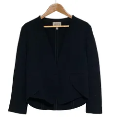 良品 ARMANI COLLEZIONI アルマーニコレッツィオーニ ノーカラージャケット サイズ38 ブラック レディース 古着 中古 USEDのサムネイル