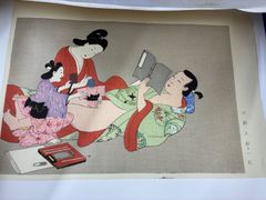 よしの山 明治・大正期頃筆春画巻」絹本 12図1巻|艶本 浮世絵 和本