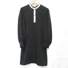 良品 sandro サンドロ ギャザーカラー ドレス 長袖 ひざ丈 ワンピース 34 ブラック レディース 古着 中古 USEDのサムネイル