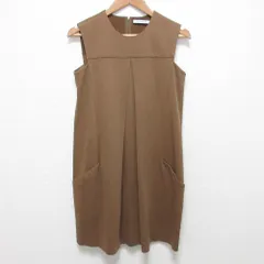良品 FOXEY NEW YORK フォクシーニューヨーク ノースリーブ ボックスプリーツ ミニワンピース 35268 サイズ38 ブラウン レディース 古着 中古 USEDのサムネイル