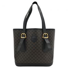 CELINE 黒マカダム柄 ハンドバッグ バケツ型 レザー ブラック