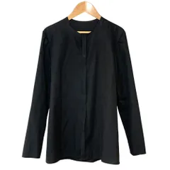 良品 25SS Edition エディション 100/2コットン ノーカラーシャツ 34 ブラック レディース 古着 中古 USEDのサムネイル