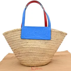 【中古】ルブタン ルビショア ロゴ かごバッグ ベージュ×ブルー×レッド Aランク cl8940jjのサムネイル
