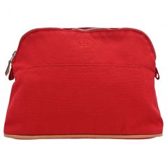 HERMES エルメス ボリードポーチ 化粧ポーチ フェルト レッド 赤 黒 