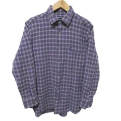 美品 BURBERRY LONDON バーバリーロンドン 長袖 ウールチェックシャツ サイズM パープル レディース 古着 中古 USED
