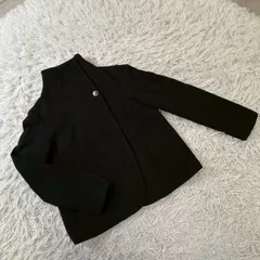 無印良品（MUJI） アンゴラ混 アシンメトリー スタンドカラー ショートコート  ジャケット ブラック M レディースのサムネイル