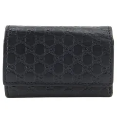 【GUCCI】グッチ GG アウトレット 150402 シマレザー 黒 ユニセックス キーケース