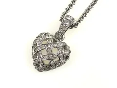スワロフスキー　SWAROVSKI　メッシュハート　ラインストーン　ネックレス　シルバーカラー　送料無料