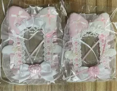 リボン レース 硬質ケースデコ デコケース トレカホルダー 硬貨ケース、トレカスリーブ 星 ハンドメイド ピンク ピンク 猫 フリル 天使