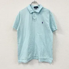 Polo Ralph Lauren　ラルフローレン　CUSTOM FIT　半袖ポロシャツ　刺繡ロゴ　ワンポイント　水色　ブルー　古着【値引き交渉OK！】