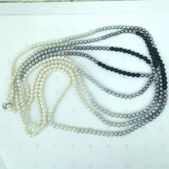 ランバン フェイクパール ロング ネックレス ブラック グレー 約276cmのサムネイル