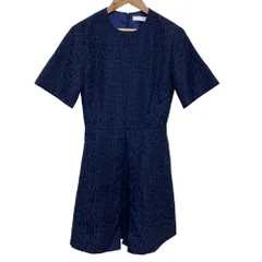 美品 ADEAM アディアム フォクシー ジャガードワンピース 34481 サイズ4 ネイビー レディース 古着 中古 USEDのサムネイル