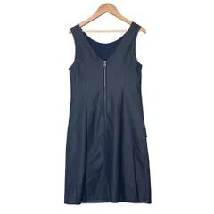 未使用 ARMANI EXCHANGE アルマーニエクスチェンジ フェイクレザー ノースリーブワンピース サイズ2 ネイビー  レディース 古着 中古 USEDのサムネイル