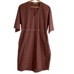 美品 PESERICO ペセリコ ウエストマーク Vネック ワンピース 40 ブラウン レディース 古着 中古 USEDのサムネイル