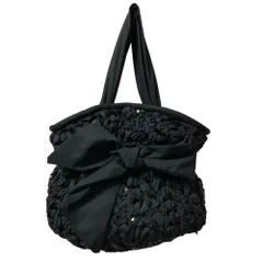美品 TO BE CHIC トゥービーシック スパンコール リボン トートバッグ ブラック レディース 古着 中古 USEDのサムネイル