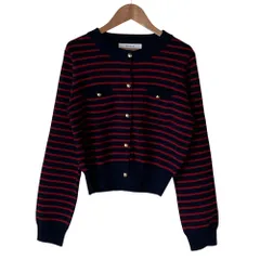 美品 25SS Rirandture リランドチュール ボーダー ラインニットジャケット 85155410 サイズ2 ネイビー レディース 古着 中古 USEDのサムネイル
