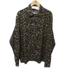 美品 dahl'ia ダリア 総柄 ロングスリーブ シャツ ブラウス F ブラック ブラウン レディース 古着 中古 USEDのサムネイル
