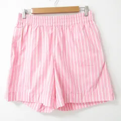 美品 marimekko マリメッコ Piccolo ピッコロ ストライプ柄 イージー ショートパンツ サイズＬ ピンク レディース 古着 中古 USEDのサムネイル