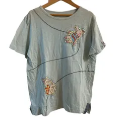 美品 OLLEBOREBLA ALBEROBELLO オレボレブラ アルベロベロ ぶたさん スパンコール刺繍 半袖 カットソー Tシャツ ライトブルー レディース 古着 中古 USEDのサムネイル