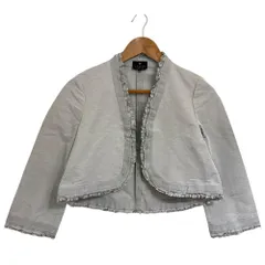 美品 LANVIN COLLECTION ランバンコレクション オープンフロント ノーカラージャケット 38 グレー レディース 古着 中古 USEDのサムネイル