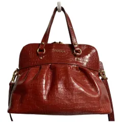 良品 TOCCA トッカ クロコ型押しレザー 2WAY ハンドバッグ ショルダーバッグ レッド レディース 古着 中古 USEDのサムネイル