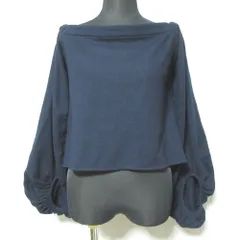 美品 ELIN エリン バルーンスリーブ ウールブラウス オフショルダートップス 11606-11-111 サイズ36 ネイビー レディース 古着 中古 USEDのサムネイル
