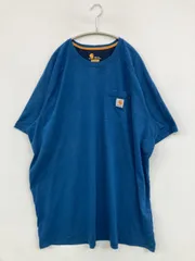 Carhartt カーハート Tシャツ/カットソー 3XL TALL ブルー 無地 ワンポイント ブランドロゴ ミドル丈 半袖 クルーネック(丸首) メンズ レディース