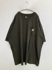 Carhartt カーハート Tシャツ/カットソー 3XL カーキ 無地 ワンポイント ブランドロゴ ミドル丈 半袖 クルーネック(丸首) メンズ