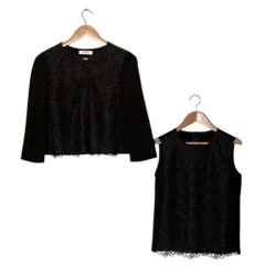 美品 mila schon ミラショーン カットレース エンブロ ジャケット ブラウス アンサンブル 500-31705 サイズ40 ブラック レディース 古着 中古 USEDのサムネイル