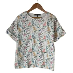 美品 LAURA ASHLEY ローラアシュレイ エルストンガーデン柄スムースTシャツ 38 アイボリー マルチカラー レディース 古着 中古 USEDのサムネイル