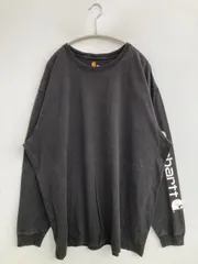 Carhartt カーハート Tシャツ/カットソー 2XL ブラック 無地 ブランドロゴ ミドル丈 長袖 クルーネック(丸首) メンズ