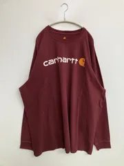 Carhartt カーハート Tシャツ/カットソー 3XL レッド 前面プリント バックプリント ブランドロゴ ミドル丈 長袖 クルーネック(丸首) メンズ レディース