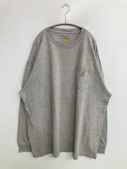 Carhartt カーハート Tシャツ/カットソー 2XL グレー 無地 ワンポイント ブランドロゴ ミドル丈 長袖 クルーネック(丸首) メンズ