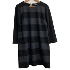 美品 BURBERRY バーバリー ワイドボーダー ミニワンピース サイズ1 グレー ブラック レディース 古着 中古 USEDのサムネイル