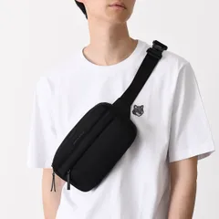 MAISON KITSUNE メゾン キツネ ポシェット バッグ ナイロン バムバッグ QU05113 WB0043 メンズ ユニセックス ブラック ナイロン クロスボディ シリコンラベル ウェストポーチ カジュアル ベルトバッグのサムネイル