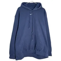00年代 NIKE ナイキ センタースウォッシュ スウェットパーカー スポーツ 大きいサイズ ネイビー(メンズ XXL)中古 古着 Y1387