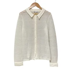 美品 agnes b. アニエスベー ニット シャツ サイズ1 ホワイト レディース 古着 中古 USEDのサムネイル