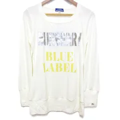 良品 BURBERRY BLUE LABEL バーバリーブルーレーベル ロゴプリント 長袖 カットソー Tシャツ 38 アイボリー レディース 古着 中古 USED