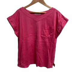 美品 Yves Saint Laurent イヴサンローラン ヴィンテージ YSL刺繍 ポケット フレンチスリーブ カットソー Tシャツ ピンク レディース 古着 中古 USED