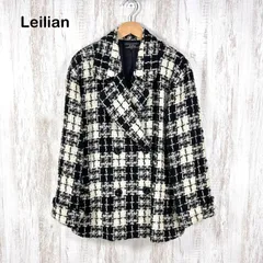 Leilian レリアン チェック ウール ツイードジャケット ブラック ホワイトのサムネイル